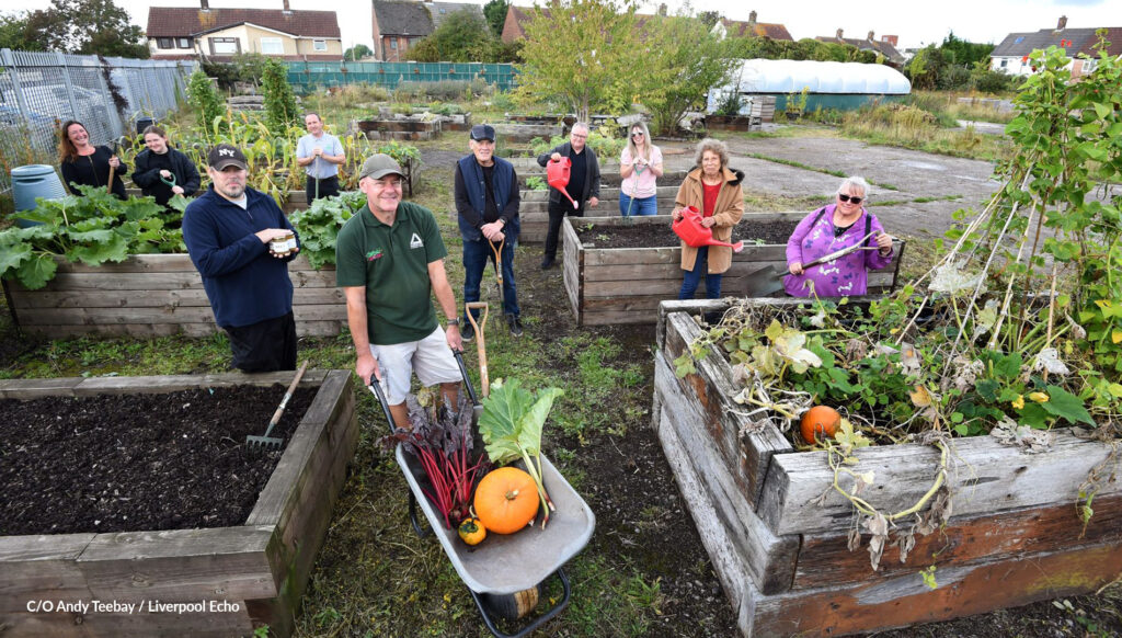 Staff and volunteers in the Grow Speke garden